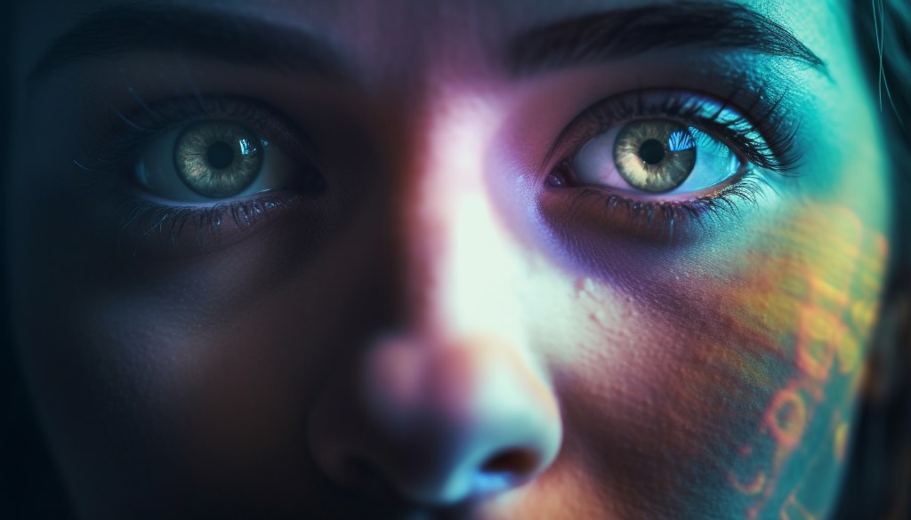 Visage bleue avec un regard
